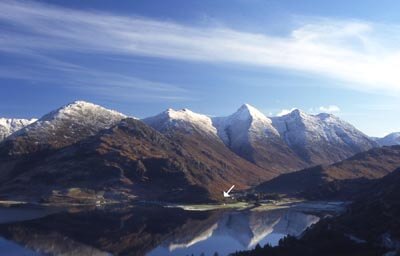 Isolated holiday cottage in Glenshiel, west coast of Scotland.